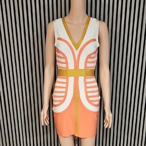 Elegant Gold and Orange Women's Dress